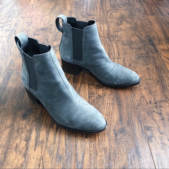 rag & bone • Walker chelsea boot ankle bootie Charcoal grey nubuck leather heel - Picture 14 of 16